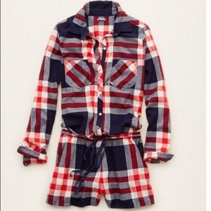 Aerie Plaid Flannel Romper